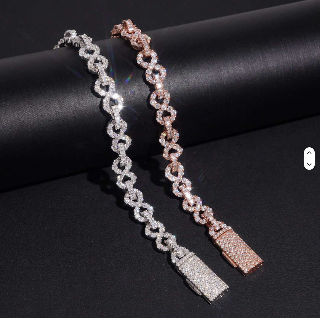 Baguette Cut Moissanite Infinity Link Bracelet (925 Silver)